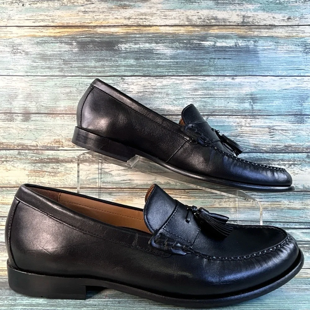 Cole Haan Pinch Tassel Loafer Mens Size 11 Black Leather Moc Toe Dress Work Shoe
